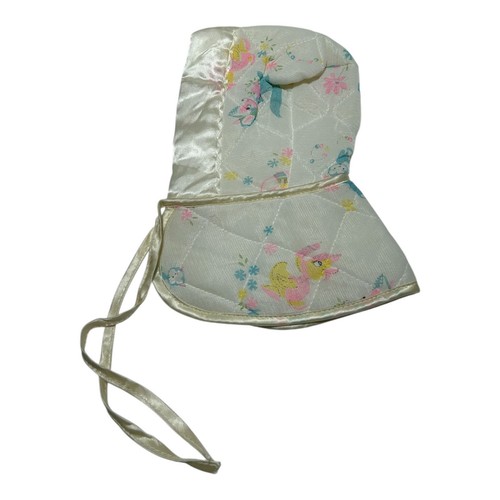 Vintage Baby Hood Detached Stand Alone Hood Satin Bears Flowers Print - Picture 5 of 5