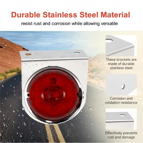 8x Truck Big Red LED Watermelon Lights Side Marker Clearance Lamp with Bracket - Picture 6 of 9