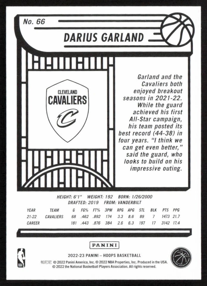 2022-23 Hoops Darius Garland #66 Cleveland Cavaliers - Image 2 of 2