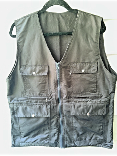 Men's Utility Vest ~ Black ~ XXL (46") ~ Multi-pockets ~ Zippers - Picture 2 of 9