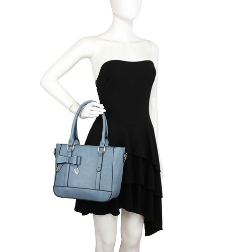 Bolso de Mano Boutique Pequeño Mujer Imitación Cuero Cinturón y Pajarita Deco Bolso de Hombro - Imagen 19 de 22