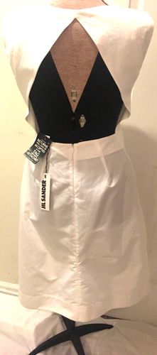NWT JIL SANDER White Sexy Cutout Dress Size 6 Open Back Triangle Italy Women's - Picture 7 of 12