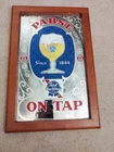 Pabst Blue Ribbon Vintage Beer On Tap Mirror Framed Sign Man Cave Bar Decor