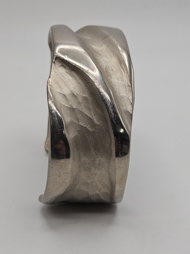 Vintage Modernist Silver Tone Cuff Bracelet Signed FP - Picture 4 of 14
