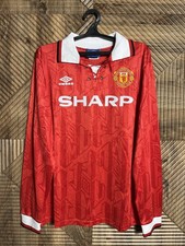 Manchester United Jersey 1992 1994 Reissue Home LARGE Shirt Long Slevee Soccer