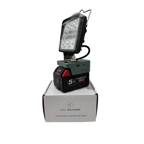 Milwaukee Compatible 18v White & Orange LED Light with USB Charger - Picture 9 of 9