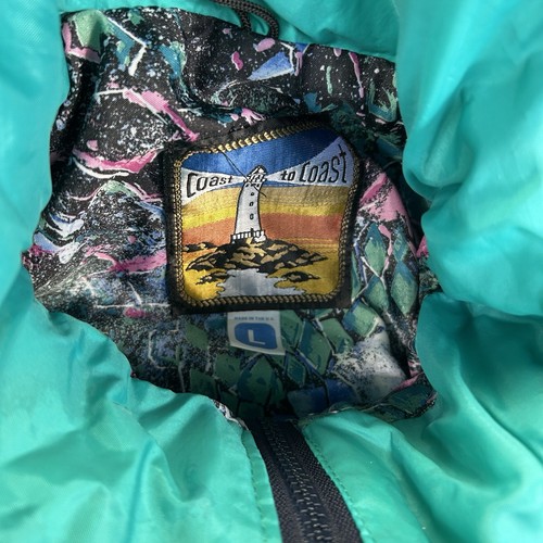 Vintage 90’s Retro Windbreaker Men’s Large Blue Block Hooded Full Zip Snap - Bild 6 von 22