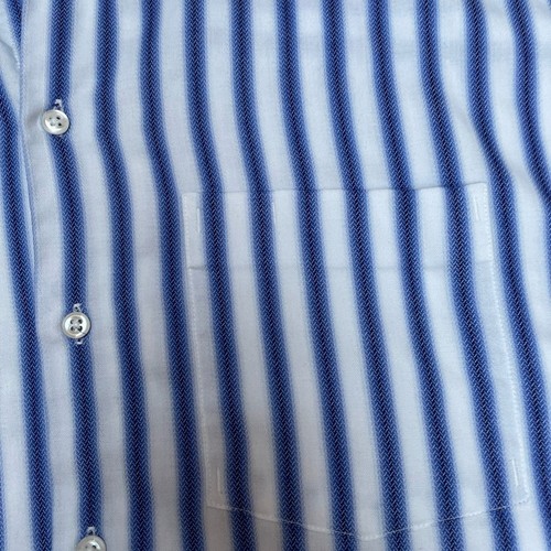 Kenneth Cole Reaction Blue White Stripe Short Sleeve Button Down Dress Shirt XXL - Picture 2 of 7