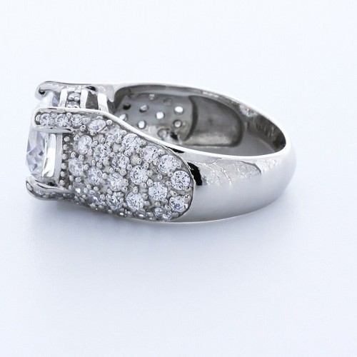 ANILLO DE ACENTO HALO PUNTA ORO BLANCO 14K CORTE REDONDO D/VVS2 DIAMANTE CREADO EN LABORATORIO 4,6 QUILATES - Imagen 3 de 3
