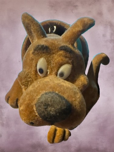Selten Vintage 1970er Scooby-Doo Wackelkopf nickend nickend beflockt flauschig Kragen & Etikett
