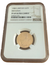 Great Britain 1988 Gold 1/4 oz 25 Pounds NGC PF69UC Britannia 4388.88 per troy oz