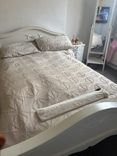 White Double Bed Set With X1 Large Chest Of Drawers X2 Small Bedside Drawers