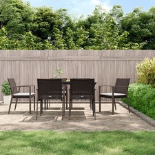 Garden Chair Set of 6 Brown Poly Rattan, Steel Medium Durable