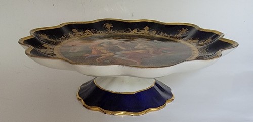 Antique Royal Vienna Beehive Tazza Cobalt Blue Signed - Picture 2 of 6