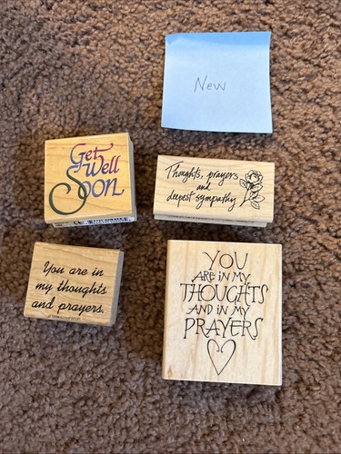 Collection Of 6 Get Well Soon/Sympathy Rubber Wooden Stamps - SEE DESCRIPTION - Bild 3 von 14