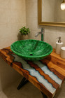 Bathroom Sink Vessel Art Basin Green Agate Sink Countertop Sink / Wash Basin Art