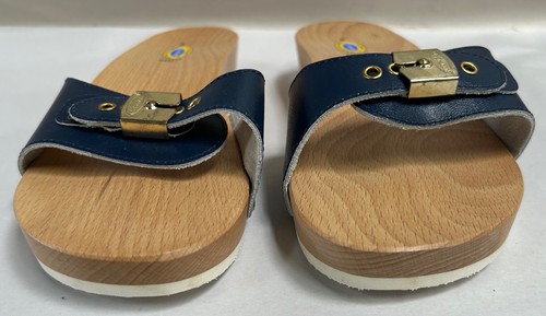 NEU Dr. Scholl's Holzsohle Training Sandalen Clogs marineblau Italien Größe 9 (A25) - Bild 6 von 7