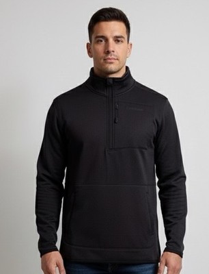 Merrell Mens Black Long Sleeve Pockets 1/4 Zip Fleece Pullover Jacket Size S