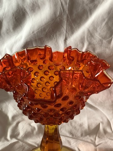 2 Vintage Fenton Hobnail Ruffled Compote Dishes Ruby Red Candy Dish 6 Inch - Picture 7 of 8