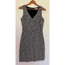 Banana Republic Womens Black White Textured V-Neck Sheath Dress 6