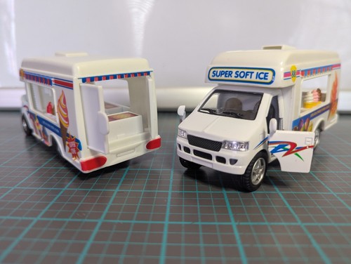 Lot Of 2 5" Die Cast Ice-Cream Truck One With Pull Back Action