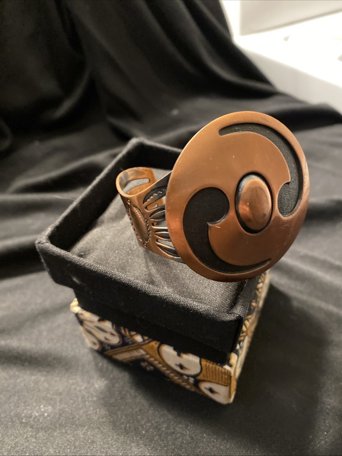 Solid Copper Cuff Bracelet With Southwestern Desi… - image 1