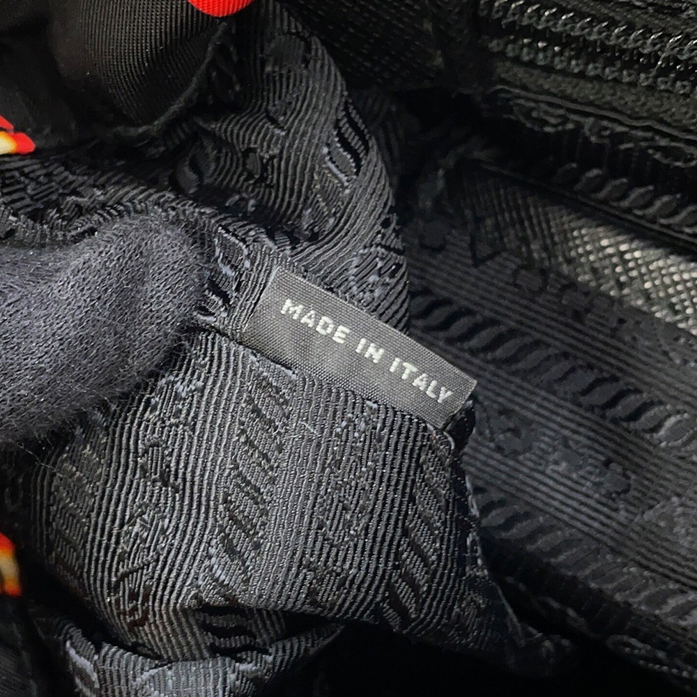 PRADA Heart Pattern Backpack Nylon Black/Red 1BZ0… - image 16