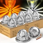 10x Dual Color LED Watermelon Lights Amber White Trailer Side Marker Light 12V