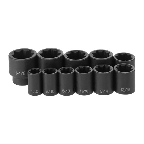 Grey Pneumatic 1311S 1/2 Inch Drive Impact Socket Set, 11 Pieces, 8 Point - Picture 3 of 7