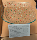 Pampered Chef Holiday Dots Square Bowl Clear Polka Dot Serving Dish NEW in Box