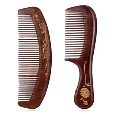 2 PCS Wooden Hair Comb, Comb for Women Sandalwood Fine Tooth Large 