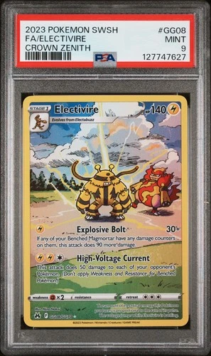 2023 POKEMON SWORD & SHIELD CROWN ZENITH #GG08 FULL ART/ELECTIVIRE PSA 9