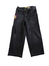 Vintage 1990s JNCO Jeans JESTER Baggy Wide Leg Embroidered USA Skater Mens 33x30