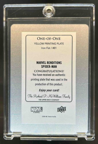 2024 Upper Deck Marvel Spider-Man Renditions Iron Fist Printing Plates #1/1 - Picture 2 of 2
