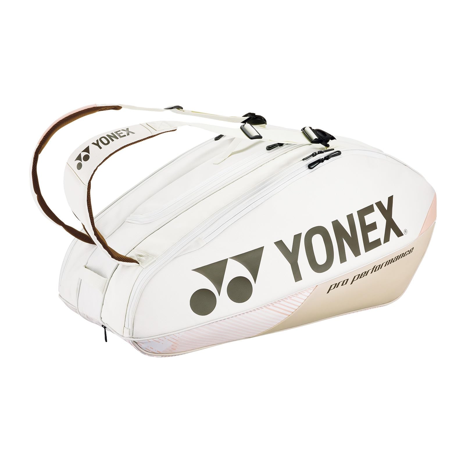 Yonex Pro Racquet Bag 9 Holds 9 Racquets Durable Tennis Gear Bag Sand Beige