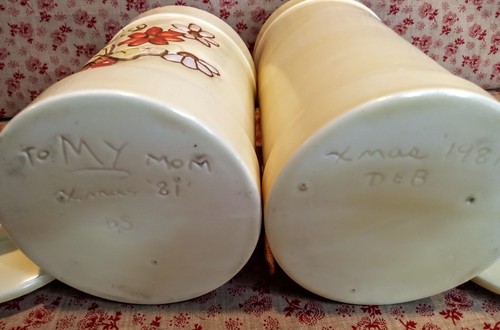 Vintage Ceramic 4 Piece Bathroom Vanity Canister Set~MCM Butterflies and Flowers - Picture 10 of 17
