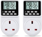 2 Pack 24 Hour Digital Timer Plug Socket UK On/Off Repeat Cycle 13A Countdown