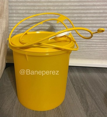 Tupperware 5L Round Bucket Jug Container, Removable Handle Mango Yellow