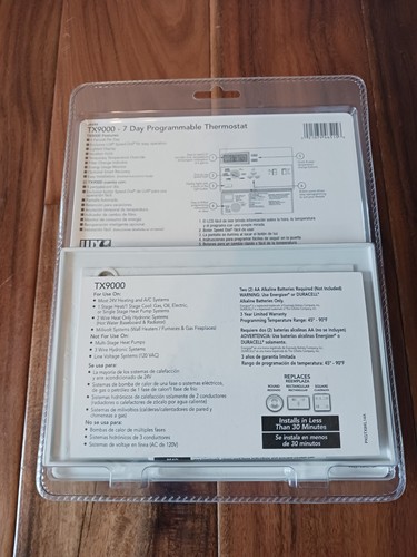NEW Sealed LUX TX9000 Smart Temp 7 Day Programmable Thermostat - Picture 2 of 2