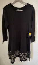 Jessica Howard Sweater Dress Size L Gray Scroll Hem Knit