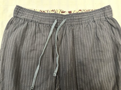 Bridge & Burn Blue Stripe Cotton Linen Blend Pants Beach Vacation Portland Large - Afbeelding 8 van 10