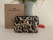 NWT Coach CCF43 Cosmetic Case With Leopard Print Pebble Leather in Leopard Multi