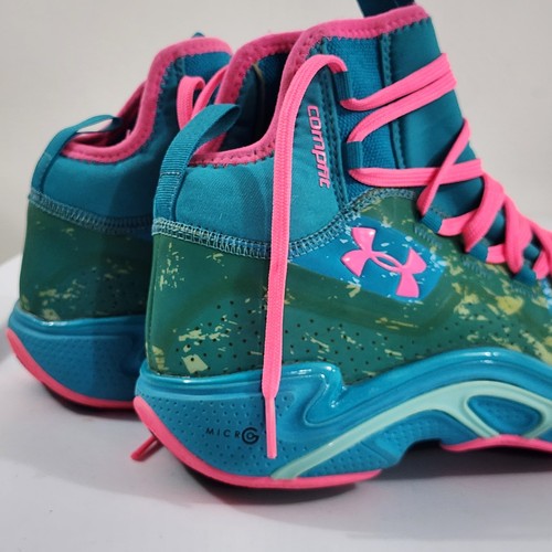 Under Armour Micro G Pro Basketballschuhe Compfit Jigh Top Herren 11,5 Teal Pink - Bild 7 von 24