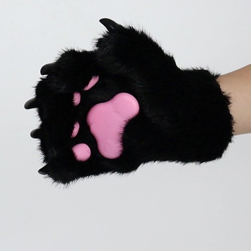 1 par de guantes de pata de animal para adultos guantes de garra de felpa Halloween Navidad Juegos con disfraces - Imagen 5 de 8