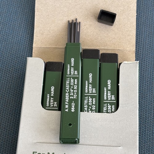 VTG A. W. FABER CASTELL SLEND-O-LINE THIN 2 3/4 INCH LEADS 6642 2H 12 Tubes - Picture 6 of 8