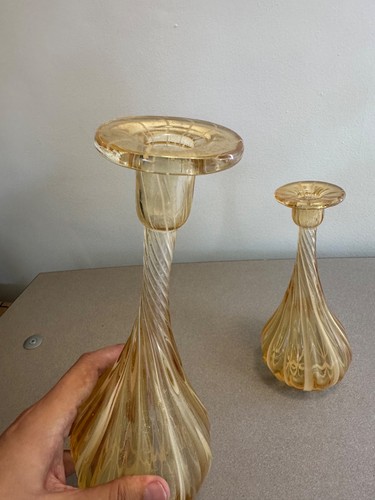 Vintage Italian Murano Blown Glass Bulb Vases Set of 2 - Mid Century Style - Picture 12 of 16
