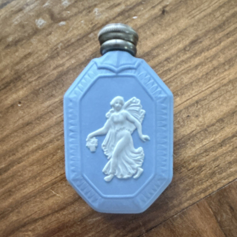 Antique Wedgewood Flora Perfume Bottle w/Metal Cap Stopper