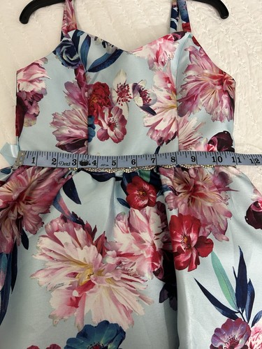 Dillards Charming Floral Kids Dress with Jewel Waist Girls Size 7/8 - Picture 5 of 5