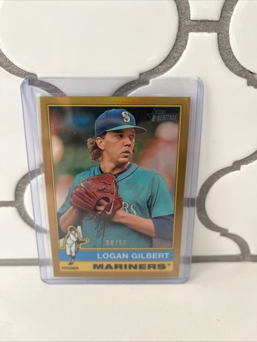 2025 Topps Heritage Logan Gilbert Gold Refractor #/50 (492) Mariners SSP Gold