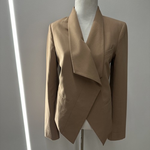 BCBG Max Azria Agree Taupe Nude Beige Waterfall Open Front Blazer Size S - 第 2/7 張圖片
